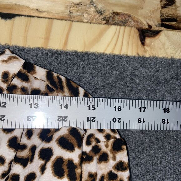 All In Favor Dress Women Size Large Brown Animal Print Long Sleeve Elastic Waist - Picture 6 of 9